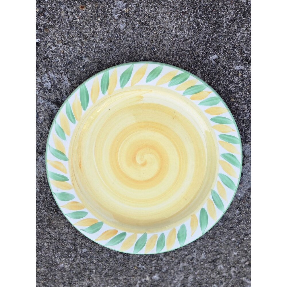 Suzanne Katkhuda Redware 10 3/4" Dinner Plate Yellow Green England Hand Signed